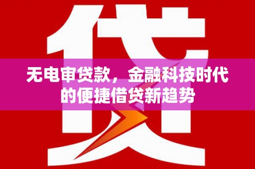 苏尼特右旗无电审贷款，金融科技时代的便捷借贷新趋势