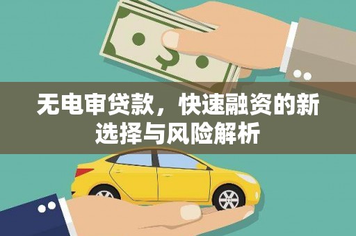 苏尼特右旗无电审贷款，快速融资的新选择与风险解析
