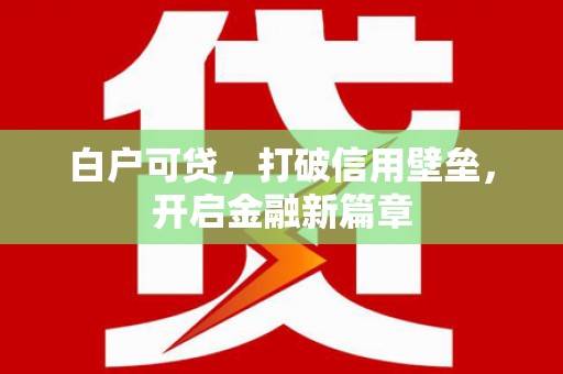 苏尼特右旗白户可贷，打破信用壁垒，开启金融新篇章