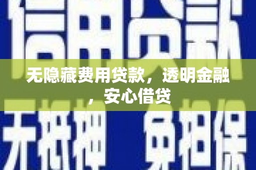 苏尼特右旗无隐藏费用贷款，透明金融，安心借贷