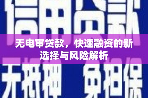 苏尼特右旗无电审贷款，快速融资的新选择与风险解析