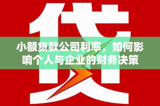 苏尼特右旗小额贷款公司利率，如何影响个人与企业的财务决策