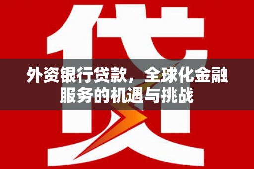 苏尼特右旗外资银行贷款，全球化金融服务的机遇与挑战