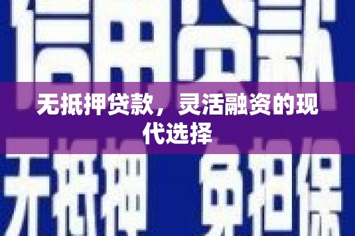 苏尼特右旗无抵押贷款，灵活融资的现代选择