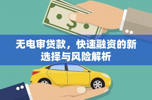 苏尼特右旗无电审贷款，快速融资的新选择与风险解析