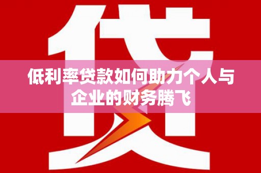 苏尼特右旗低利率贷款如何助力个人与企业的财务腾飞