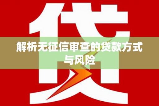 苏尼特右旗解析无征信审查的贷款方式与风险